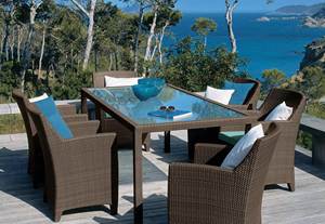 Juego de comedor de ratán polivinílico, muebles de exterior, silla de comedor, 6 modernos - Product Image 5