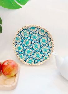 Bandeja para servir postres de ratán de nuevo diseño, forma redonda, acabado Natural, perfecto para cenas de mesa en el hogar y bodas - Product Image 3