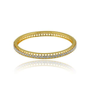 Luxury design high quality <b>gold</b> <b>plated</b> 925 sterling silver zircon white stone <b>bangle</b> for wedding anniversary party gift jewelry - Product Image 3