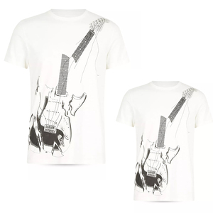 T-shirt blanc confortable à col rond avec impression numérique, design de guitare personnalisé 2026, pour garçons/hommes - Product Image 6