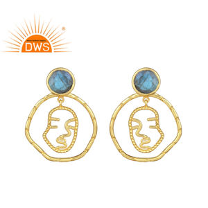 Pendientes colgantes de plata 2020 para mujer, diseño de cara, joyería chapada en oro indio, venta al por mayor, 925 - Product Image 1