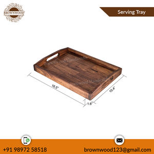 Plateau de service en bois de manguier fait à la main de couleur brûlée de qualité supérieure Design élégant du fabricant et exportateur indien à bas prix - Product Image 5