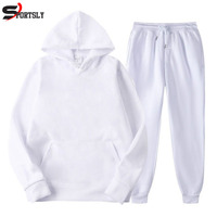 Survêtement décontracté à capuche pour homme, en molleton antibactérien, idéal pour le sport et le jogging, avec bas de survêtement actif, hiver, modèle simple pour adultes, 100% coton.
