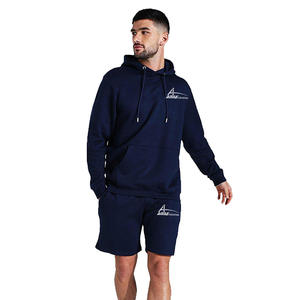 Sweat à capuche avec poches de style kangourou pour hommes, vêtement chaud d'hiver, de couleur bleu marine, tenue décontractée, - Product Image 1