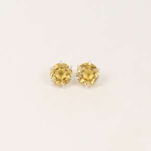 ต่างหูซิทรินคุณภาพสูง เงินแท้ 925 ประดับด้วยพลอยซิทรินธรรมชาติทรงกลมเจียระไนขนาด 6x6 มม. เหมาะสำหรับเป็นของขวัญ - Product Image 1