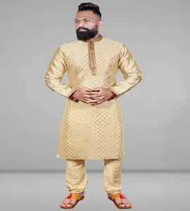 Pakaian Pernikahan India Setelan KURTA CHURIDAR Kain Murni Tangan BLAZER Sherwani untuk Pria Gaun Bollywood Mode Tingkat Grosir