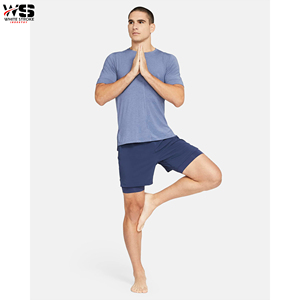 Short de fitness écologique double couche à compression pour hommes, séchage rapide, respirant, décontracté, anti-rides, teint uni, motif uni - Product Image 3