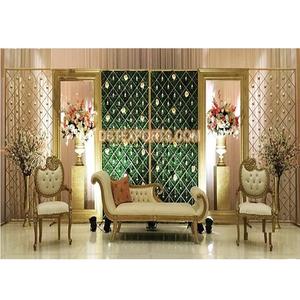 Inspirational Indian Wedding Stage Backdrop Unique Designer Métallique Bougie Mur Musulman Walima Unique Wedding Stage Setup - Product Image 1