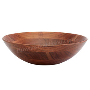 Tazón para servir de madera de acacia natural hecho a mano de alta calidad, fabricante líder, tazón hecho a mano de forma redonda antigua - Product Image 1