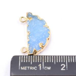 Colgante azul Druzy de 13-15mm medio redondo, componentes de fabricación de joyas de Latón chapado en oro con estilo de amuleto de fianza, hallazgos de joyería únicos - Product Image 4