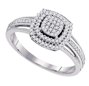 Anillo de compromiso con halo de diamantes blancos redondos de 1.00 CTW para mujer en oro de 14 quilates |   Anillo de novia con diseño de racimo cuadrado, joyería fina para mujer, regalo - Product Image 1