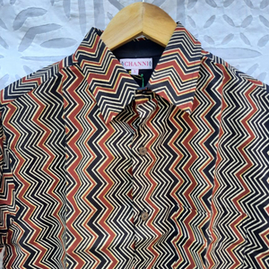 Camisa de tela estampada con bloque de mano de algodón de alta calidad con botones hacia arriba, cuello vuelto y camisa de manga larga para hombre, ropa informal para hombre - Product Image 1