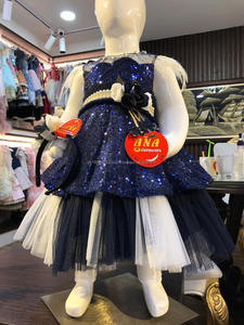 Robe fantaisie en laine à fleurs pour bébé fille Robe de soirée formelle à double volant avec bandeau - Product Image 2