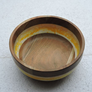 Nouveau design écologique Offre Spéciale bol à salade en bois et en résine bol à mélanger les fruits de forme ronde bol en bois et en résine - Product Image 2