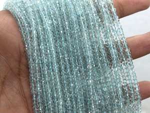 Perles d'aigue-marine bleue naturelle à facettes taille 3.5-4 MM pierre semi-précieuse fabrication de bijoux DIY - Product Image 3