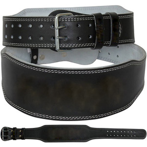 เข็มขัดหนังวัวรองรับการยกน้ำหนักหนังสีดำพร้อมโลโก้ตามสั่งยี่ห้อ HKS - Product Image 1
