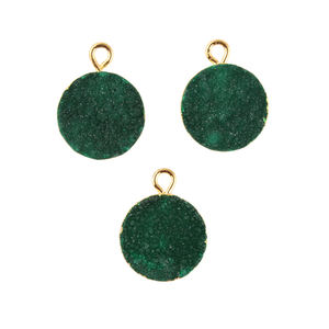 Fabricante profesional de oro de 24 quilates, electrochapado, azúcar verde, drusa, conectores de una sola bola, fabricación de colgantes diy, suministros de joyería - Product Image 3