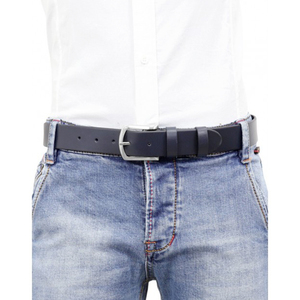 Cintura fatta a mano in pelle blu da uomo di alta qualità realizzata in Italia con etichetta privata in vera pelle 6 pz accessori moda all'ingrosso - Product Image 2