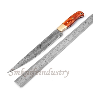 Custom Hand Forged Damascus Fillet knife With leather Sheath cover (smk1588) - Product Image 5