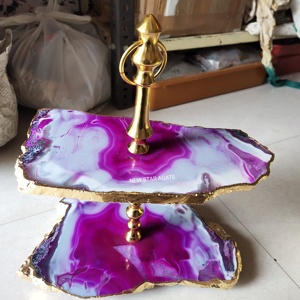 ชุดจานโมราสีชมพูสำหรับตกแต่งโรงแรมและบ้านงานฝีมืออัญมณีทำด้วยมือ - Product Image 4