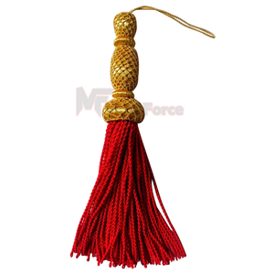 New Design Eco-Friendly Polyester Handmade Durable Lightweight Decorative Sash Tassels <b>Red</b> Gold Fringe Trim 100mm Custom Logo - Product Image 1