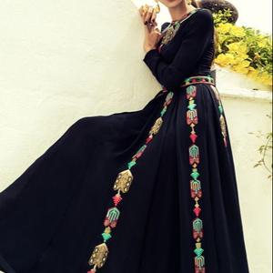 NEW--STYLISH--COLORFUL RESHAM EMBROIDERY--ON--PRETTY--CAFTAN--DRESS---FOR--PARTY--WEAR & Wedding @ 2021 ---- - Product Image 1