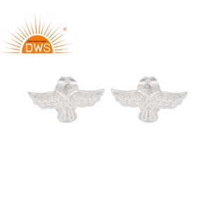 Fournisseur de bijoux en argent fin 925, boucles d'oreilles à motif d'oiseau pour femmes, grossiste en bijoux en argent massif - Product Image 1