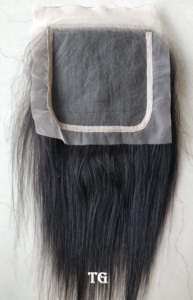 Extensiones de Cabello Humano Virgen Remy Indio de Calidad Premium 4x4 con Cierre de Encaje Transparente, Liso, Sin Procesar, Doble Trama a Máquina - Product Image 6
