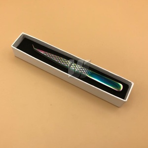 Pinzas de extensión de pestañas de acero inoxidable sostenibles japonesas 45 ° y 90 ° Rainbow Diamond Grip Punta puntiaguda Pinzas de volumen - Product Image 5