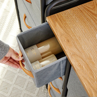 Meuble de rangement moderne et minimaliste pliable pour salon et bureau à domicile avec cadre métallique et étagère supérieure en panneau de bois - Meubles de maison