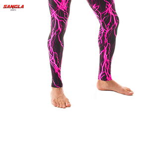 Collants de sport de compression pour hommes, leggings d'entraînement à séchage rapide pour la course à pied, blanc et noir, à motif solide - Product Image 4