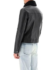Wings Traders <b>Men's</b> Quilted <b>Leather</b> <b>Jacket</b> with Sheep Shearling Collar Plus Size Winter Breathable Zipper Closure - Product Image 6