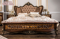 Lit Queen Size en teck sculpté élégant avec tables de chevet, ensemble de meubles de chambre à coucher de style français moderne de luxe, nouvelle arrivée