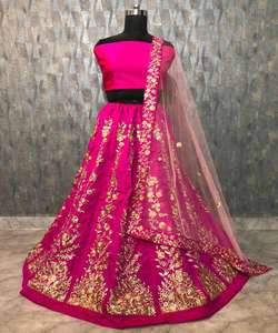 Tendance georgette soie broderie séquence travail lehenga choli avec dupatta mariée porter prix de gros vêtement ethnique - Product Image 6