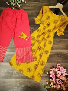 Les plus beaux vêtements décontractés kurati avec palazzo imprimé rayonne travail femmes portent des vêtements ethniques bas prix inde - Product Image 3