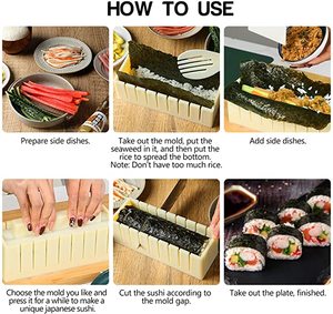 Kit de fabrication de <span class=keywords><strong>Sushi</strong></span> blanc, 11 pièces, bricolage, 4 formes de moules de riz, rond, manuel, facile et amusant, new - Product Image 4
