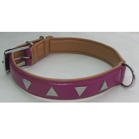 Kalung Anjing Kulit Domba Napa Asli Mewah, Paku Keling Baja, Super Lembut, Pola Solid, Empuk, Dapat Disesuaikan, Logo Kustom, Multi-Warna