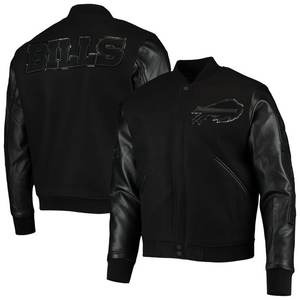 Veste d'université de Baseball avec manches en cuir et lettres brodées Chenille pour hommes - Product Image 5