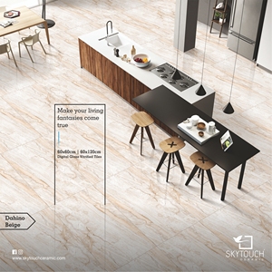Diseño moderno esmaltado marrones claros moda Goodone azulejos mármol aspecto madera cerámica porcelana azulejo precio 600x600mm y 600x1200mm azulejos vitrificados - Product Image 3