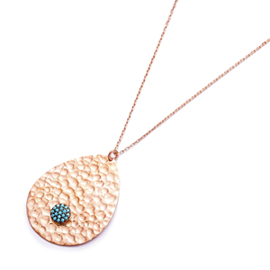 Pendentif martelé en forme de poire turc en argent Sterling 925, bijoux élégants et à la mode pour femme, vente en gros - Product Image 1
