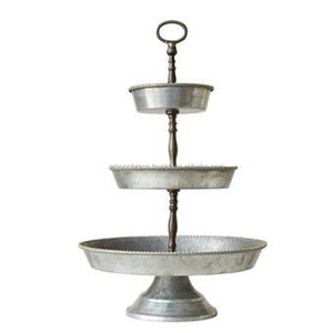 Metal <b>Cupcake</b> <b>Stand</b> Wooden & Metal Iron Galvanized Embossed 2 Tier Cake <b>Stand</b> - Product Image 3