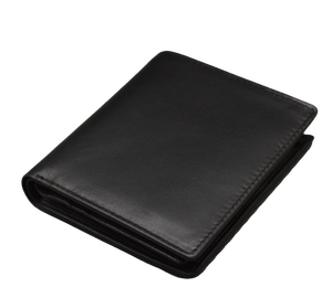 OEM Wholesale Men's Custom Handmade Bifold Card Holders Full Grain Genuine Cowhide <b>Leather</b> Short RFID Button Open Logo Polyester - Product Image 3