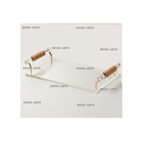 Bandeja de comida acrílica de diseño clásico con asas de metal Bandeja de comida de forma cuadrada de la más alta calidad en la India - Product Image 2