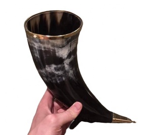 ขายส่งราคาร้อนขาย2023ฮอร์นแก้วไวกิ้งดื่มโรงงานโดยตรงขายสีดำธรรมชาติดื่มฮอร์นที่มีขาตั้งฮอร์นแก้ว - Product Image 5