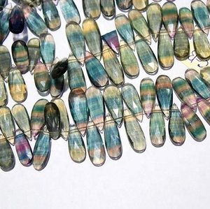 Cuentas de piedras preciosas sueltas facetadas en forma de pera de fluorita, collar/pulsera de joyería, precio al por mayor por hebra, calidad superior Natural - Product Image 1