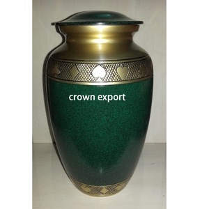 Gold plated brass material cremation urn <b>large</b> size with flying angel engraved finished memorial container <b>jar</b> for adult ashes - Product Image 2