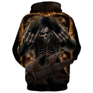 Sweat-shirt à capuche unisexe entièrement sublimé avec imprimé de crâne, respirant, séchage rapide, polyester/coton, style décontracté, été - Product Image 2