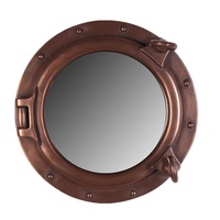 Grand miroir de hublot nautique en aluminium, style antique et de luxe, écologique et durable, pour décoration de fenêtre de restaurant côtier extérieur ou thème maritime