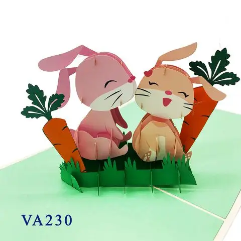 3D Thẻ Thiết kế mới Việt Nam dễ thương Bunny 3D Pop Up thẻ laser cắt bán buôn handmade tình yêu chúc mừng giấy papercraft quà tặng & thủ công mỹ nghệ