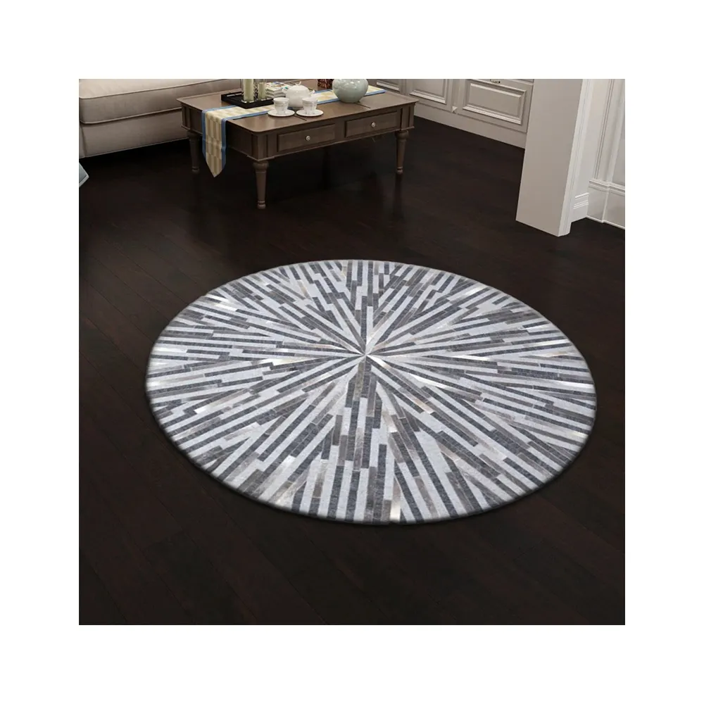 Eksportir India karpet kulit hitam dan perak berkualitas tinggi, karpet dekorasi ruang tamu kamar tidur